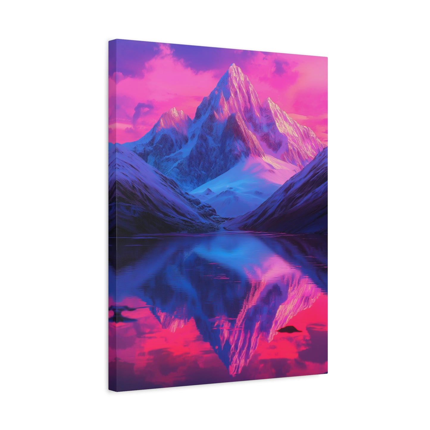 Mountain Reflection Oil Paint Matte Canvas, Stretched, 1.25" - CoolCollectiveCo