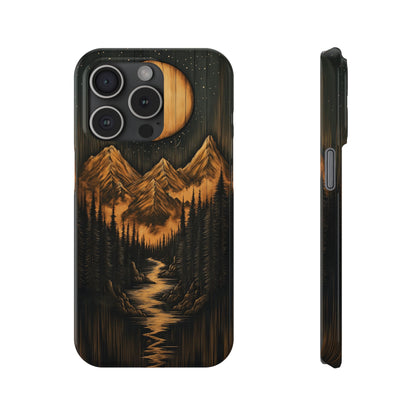 Mountain River Slim Phone Case with Moon Design - CoolCollectiveCo