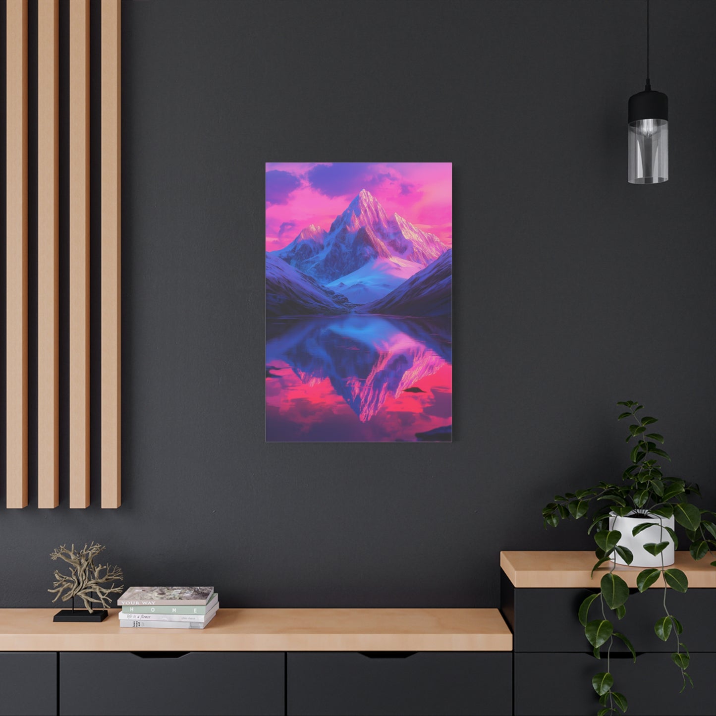 Mountain Reflection Oil Paint Matte Canvas, Stretched, 1.25" - CoolCollectiveCo