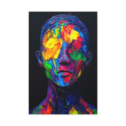 Vibrant Abstract Neon Oil Paint Face Canvas Art Print | 1.25" Stretched Matte Canvas for Home Decor - CoolCollectiveCo