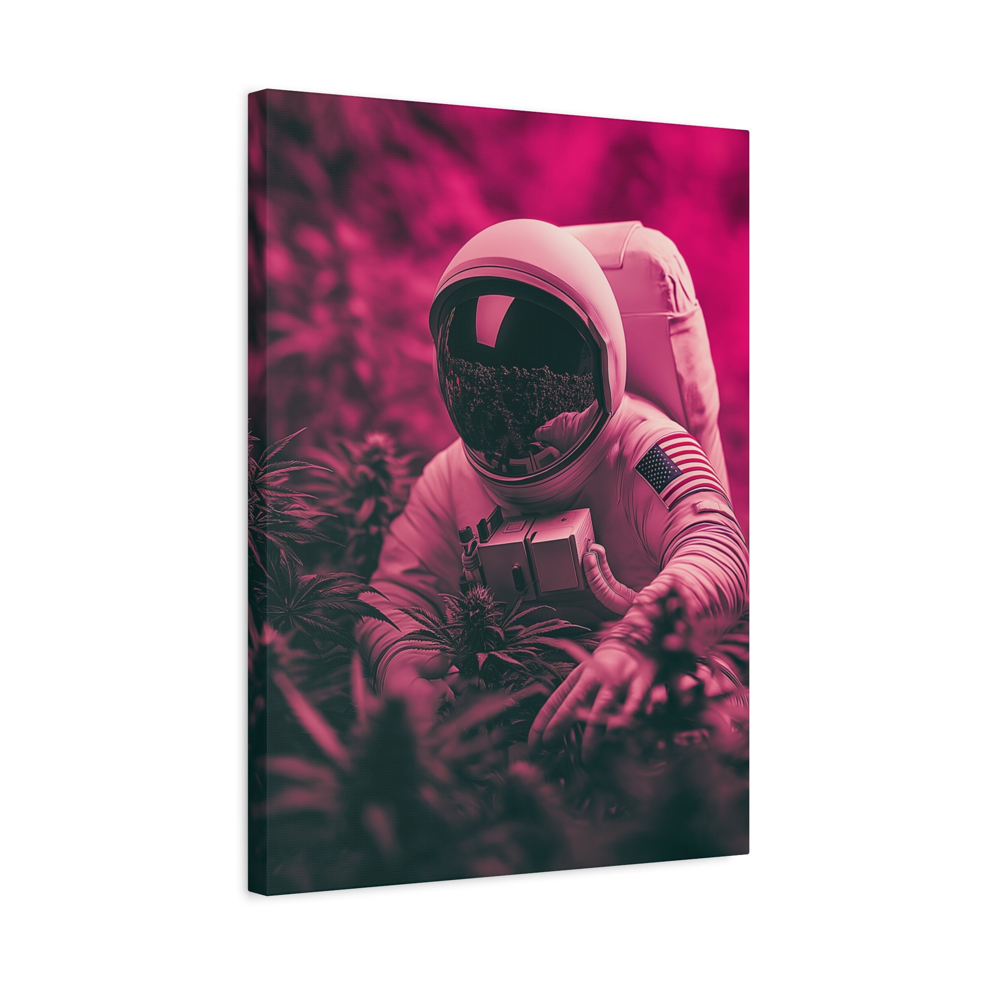 Astronaut Cannabis Canvas Art - Futuristic Pink Space Decor - CoolCollectiveCo