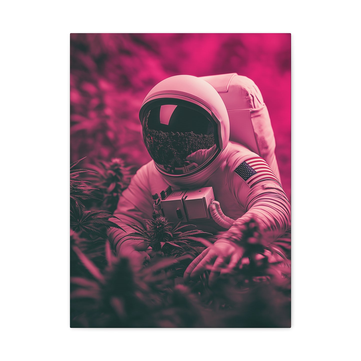 Astronaut Cannabis Canvas Art - Futuristic Pink Space Decor - CoolCollectiveCo