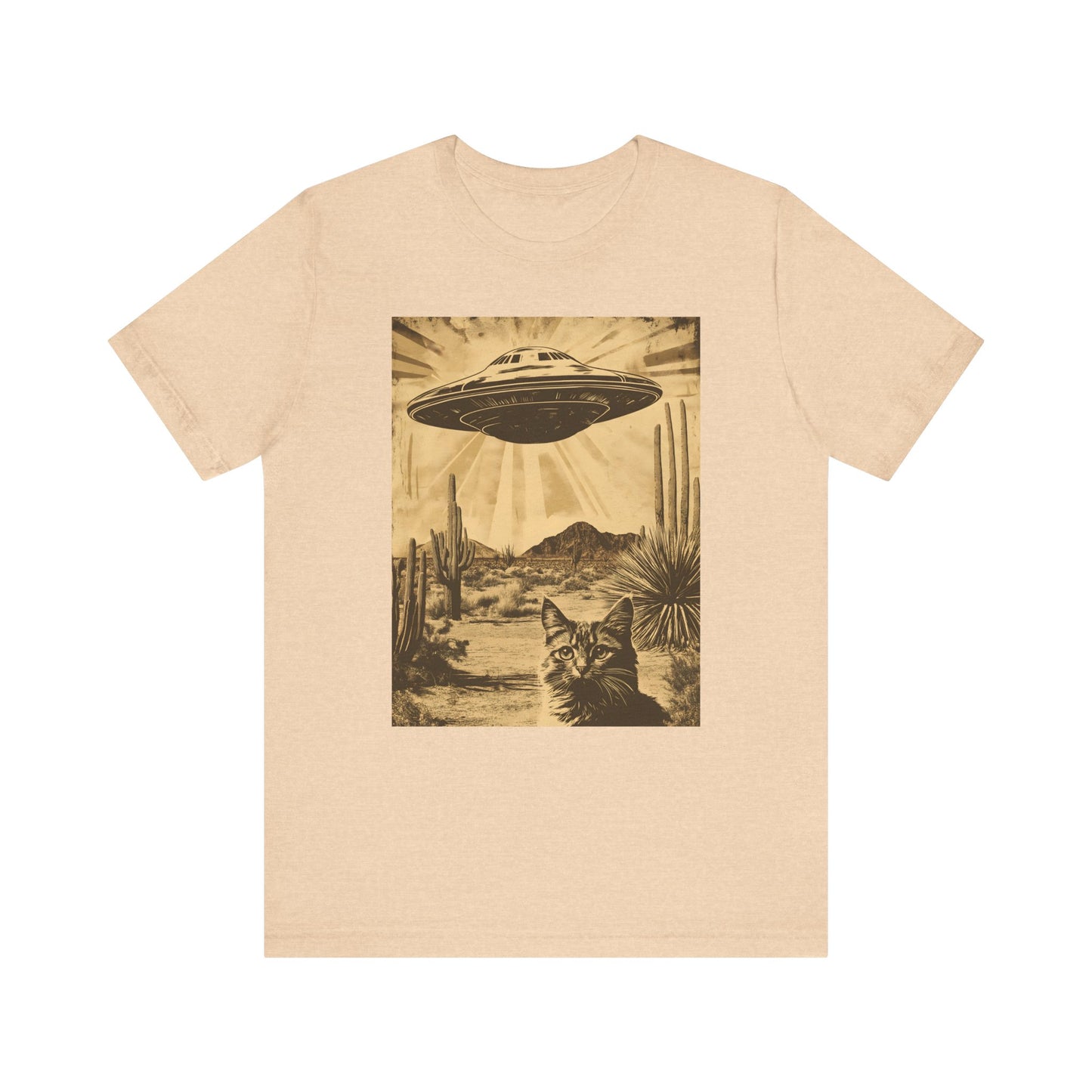 UFO Retro Cat Tee - Unisex Short Sleeve Shirt - CoolCollectiveCo