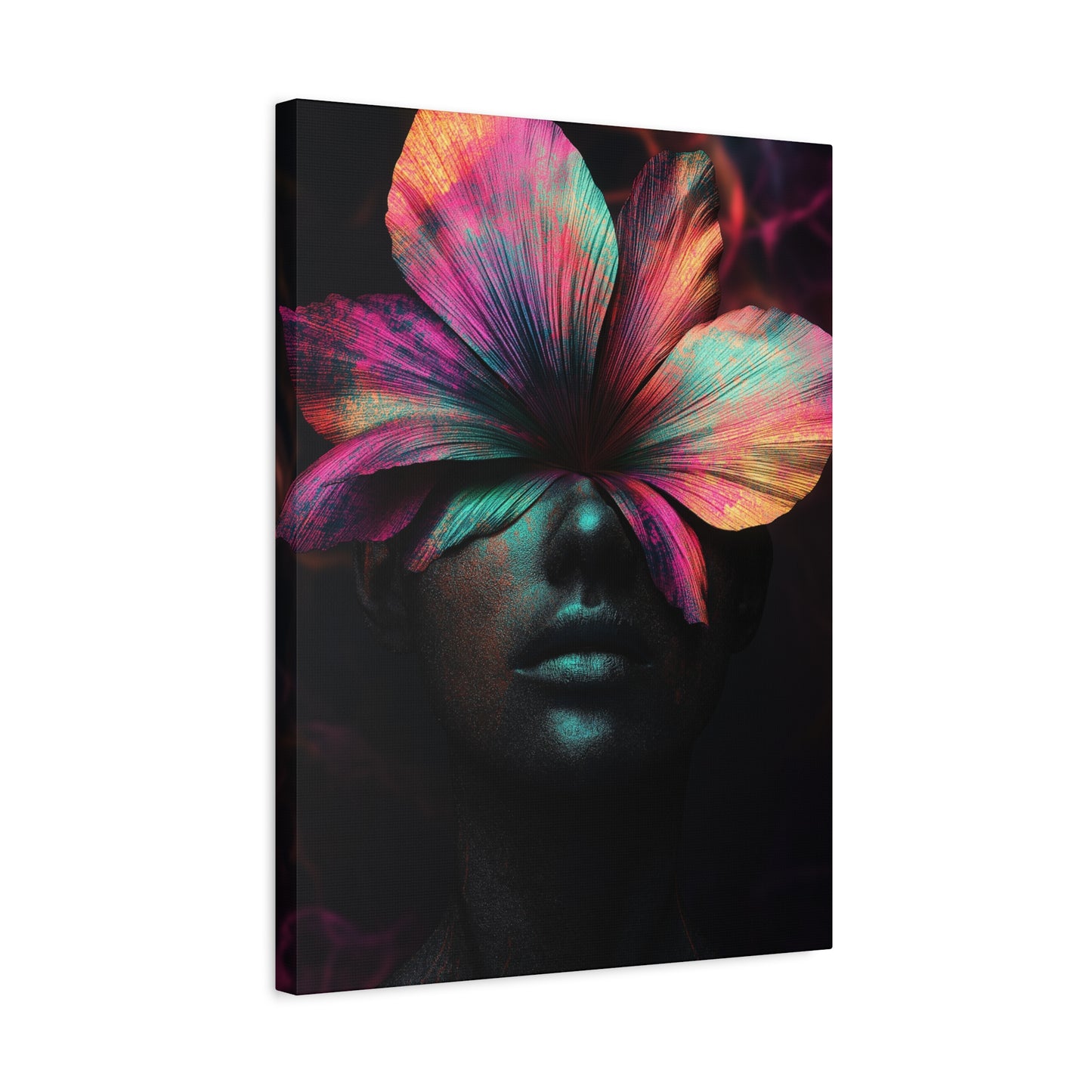 Neon Floral Head Canvas Art - Vibrant Wall Decor for Home & Office - CoolCollectiveCo