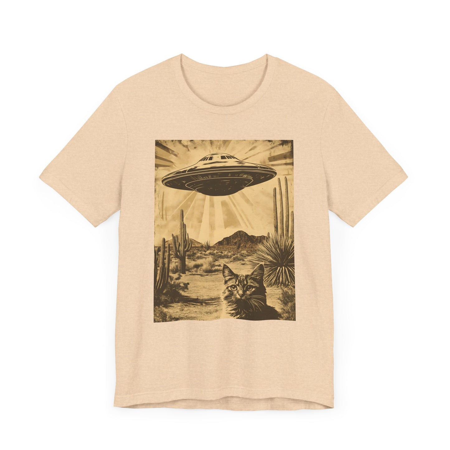 UFO Retro Cat Tee - Unisex Short Sleeve Shirt - CoolCollectiveCo