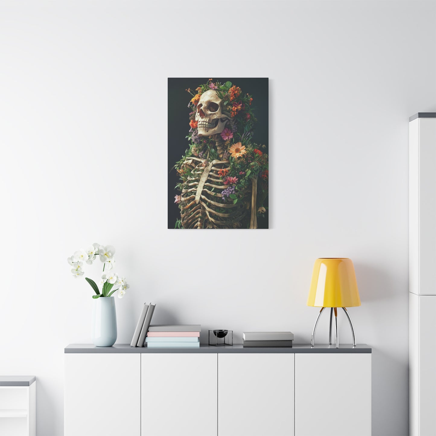 Floral Skeleton Canvas Gallery Wrap - Nature Inspired Wall Art - CoolCollectiveCo