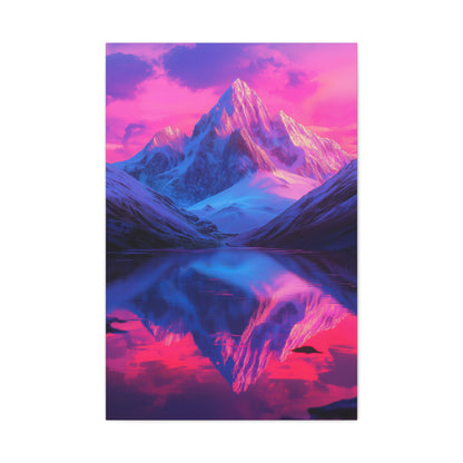 Mountain Reflection Oil Paint Matte Canvas, Stretched, 1.25" - CoolCollectiveCo