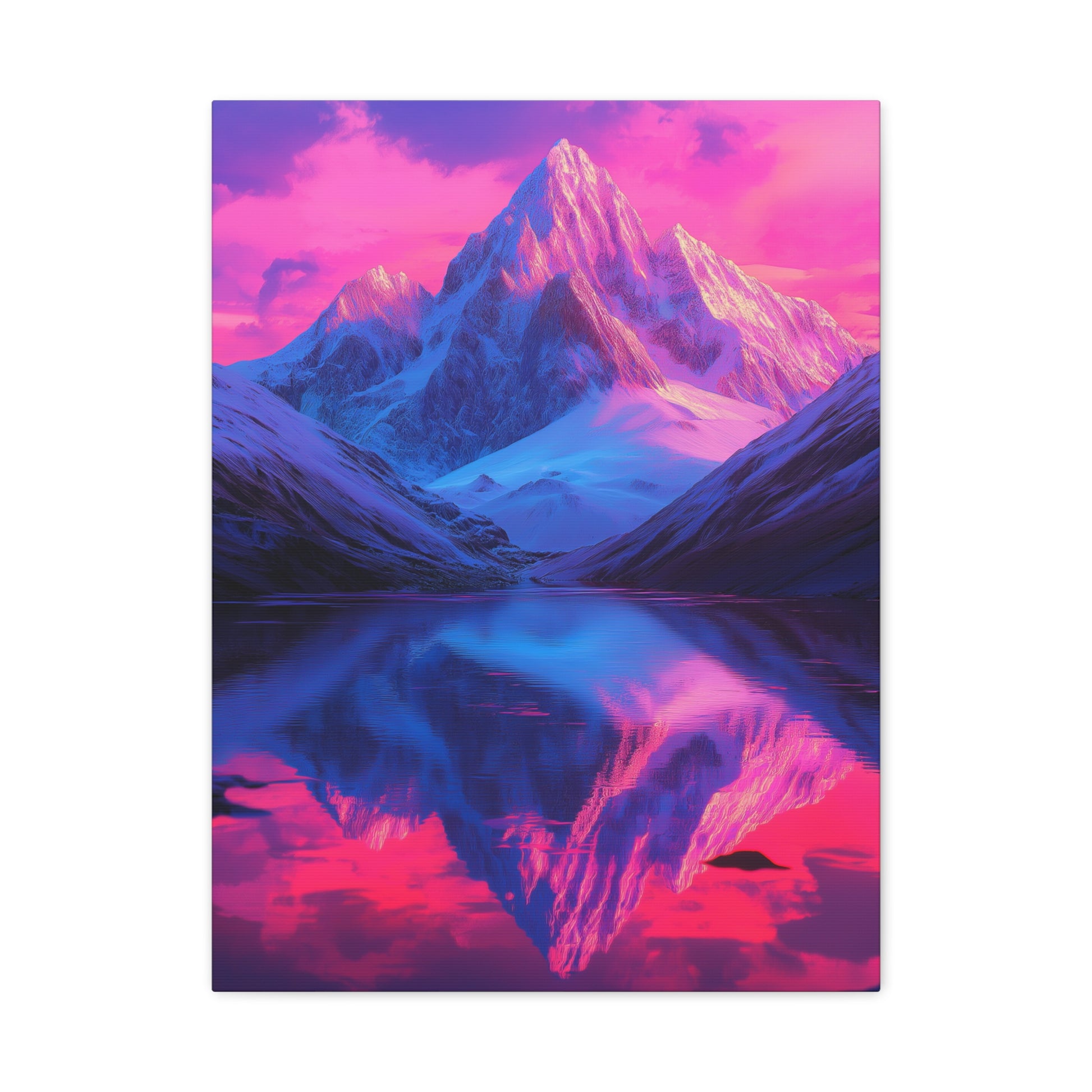 Mountain Reflection Oil Paint Matte Canvas, Stretched, 1.25" - CoolCollectiveCo