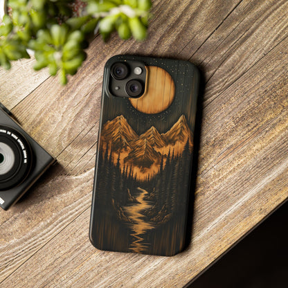 Mountain River Slim Phone Case with Moon Design - CoolCollectiveCo