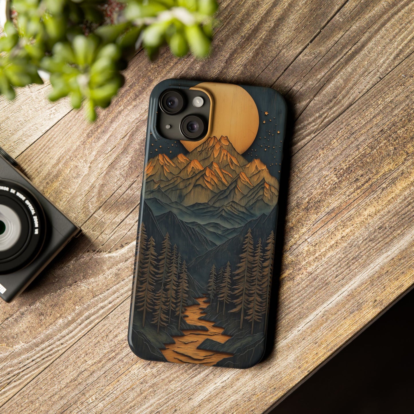 Mountain Sunset Slim Phone Case - Nature Inspired Design - CoolCollectiveCo