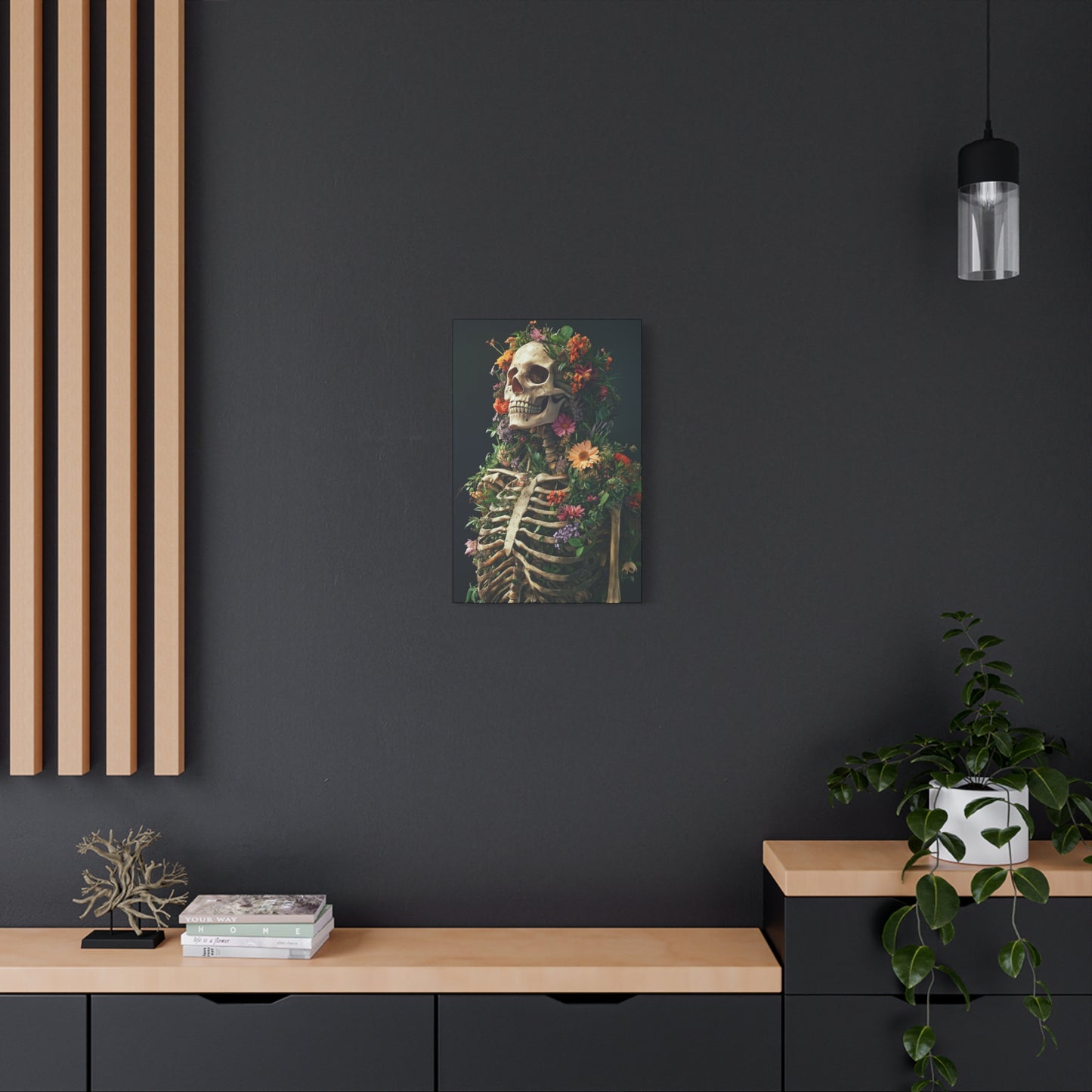 Floral Skeleton Canvas Gallery Wrap - Nature Inspired Wall Art - CoolCollectiveCo